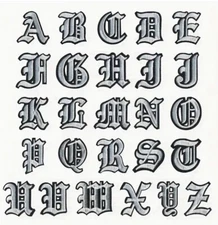 2" Old English Embroidered White or PINK - U Pick Letters/Numbers Iron-On PATCH