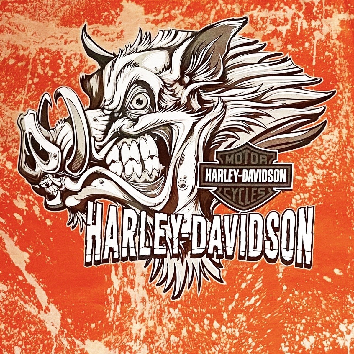 Harley Davidson T-Shirt Men's L Tie Dye Orange Wild Hog Big Harley Davidson T-Shirt Men's L Tie Dye Orange Wild Hog Big