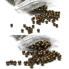500 Antiqued Copper Finished Steel Metal Round Spacer Accent Beads Small - Big