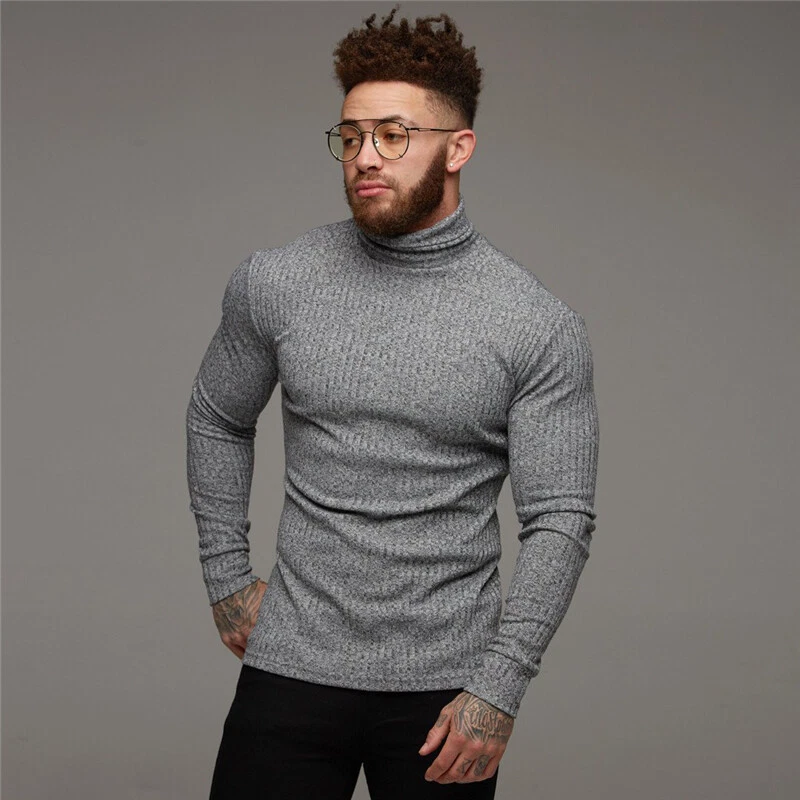 Men's Jumper Roll Turtle Neck Slim Fit TruClothing