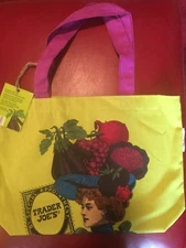 NEW Trader Joe’s By Special Appointment  Green Tote Reusable Bag Woman Fruit USA