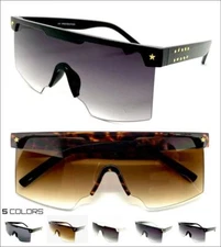 OVERSIZE EXAGGERATED RETRO SHIELD Style Party Club Rave DJ SUN GLASSES Flat Lens