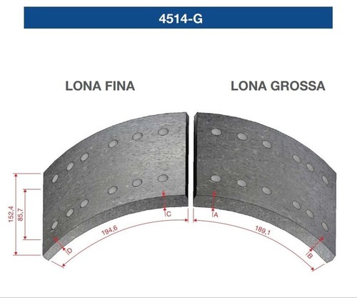 Set of 2 Duroline 4514-G Truck Brake Lining Liner Pad Shoe Dodge GMC Type 10-9 - Foto 1 di 10