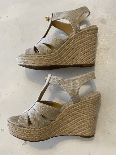 Women’s Michael Kors Platform Wedge Open Toe Cream Size 7.5 M - Picture 12 of 12