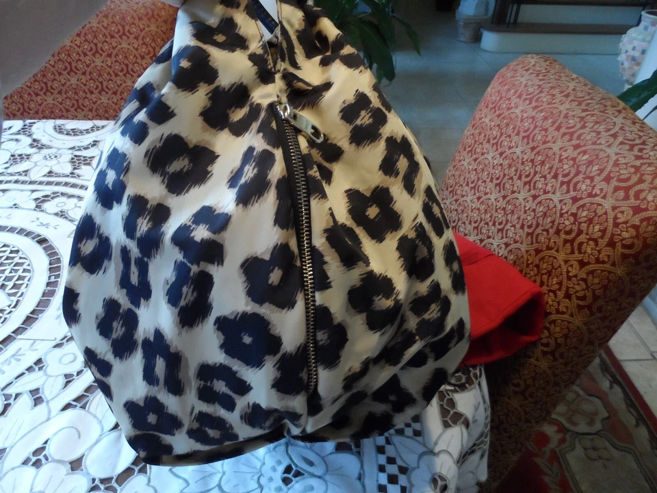 红色 Valentino 豹纹米色/黑色托特包带皮革装饰 — 第 4/4 张图片