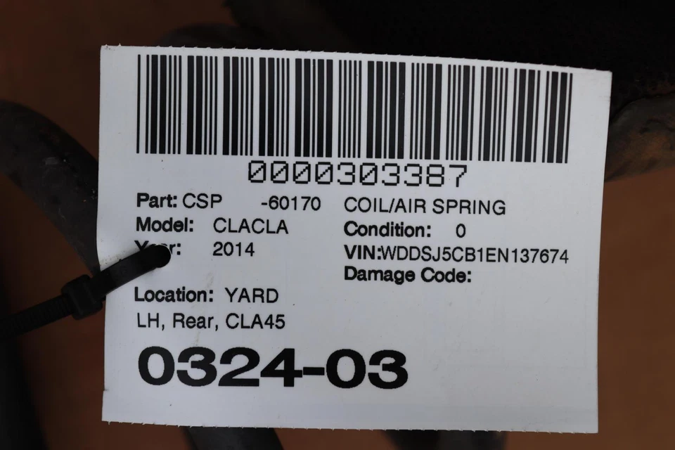 2014-2019 MERCEDES CLA CLASS CLA45 AMG W117 REAR LEFT SIDE COIL SPRING OEM - Image 4 of 4