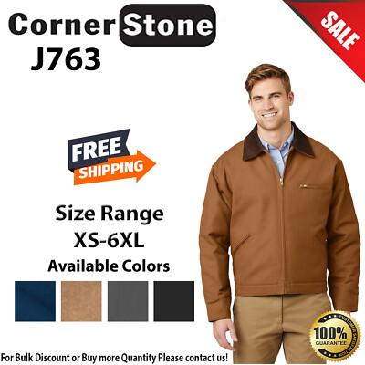 #ad CornerStone J763 Mens Long Sleeve Workwear Duck Cloth Work Jacket With Pockets $66.19