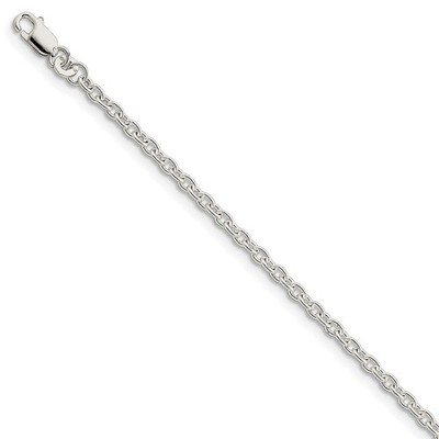 Sterling Silver Polished 2.75mm Cable Link Bracelet w/ Lobster Clasp 7'' - 8''
