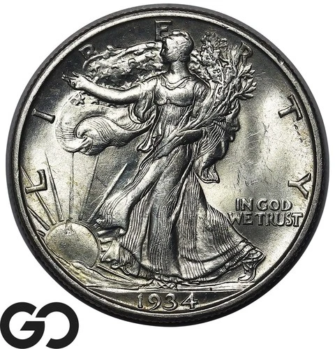 1934-D Walking Liberty Half Dollar, Swirling Luster, Gem BU++
