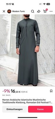 Muslim Herren Islamische Langarm Abaya Robe Thobe Kaftan Saudi Arabisch Kleidung