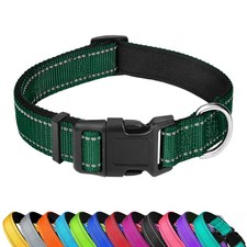 PWOD Reflective Dog Collar Adjustable Soft Neoprene Padded Nylon Pet Collars ...