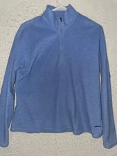 Patagonia Women's L Fleece Base Layer 1/4 Zip Blue Pullover Long Sleeve Warm