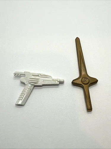 Vintage Power Rangers Megazoid Gold Sword & White Ranger Blaster Free Shipping
