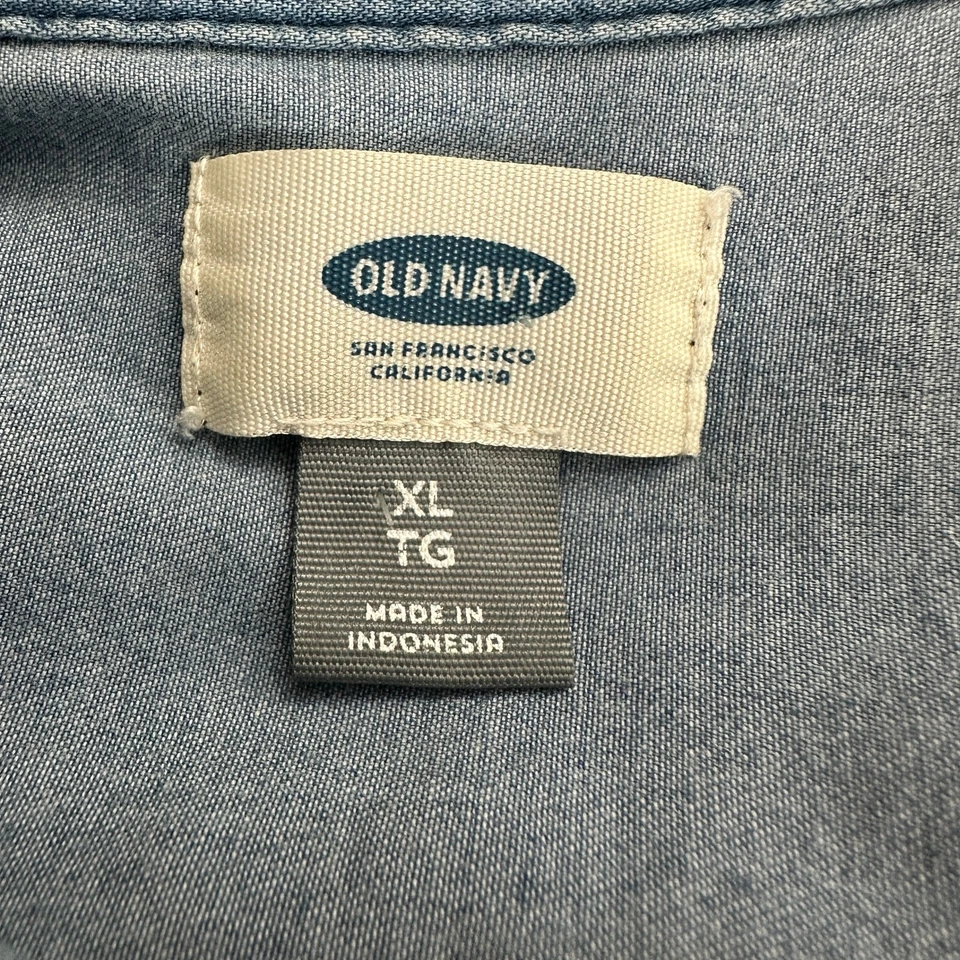 Vestido Camisa Cambray Azul Marino Antiguo Para Mujer Talla XL Denim Look Todos los Días Informal Foto 3 de 4