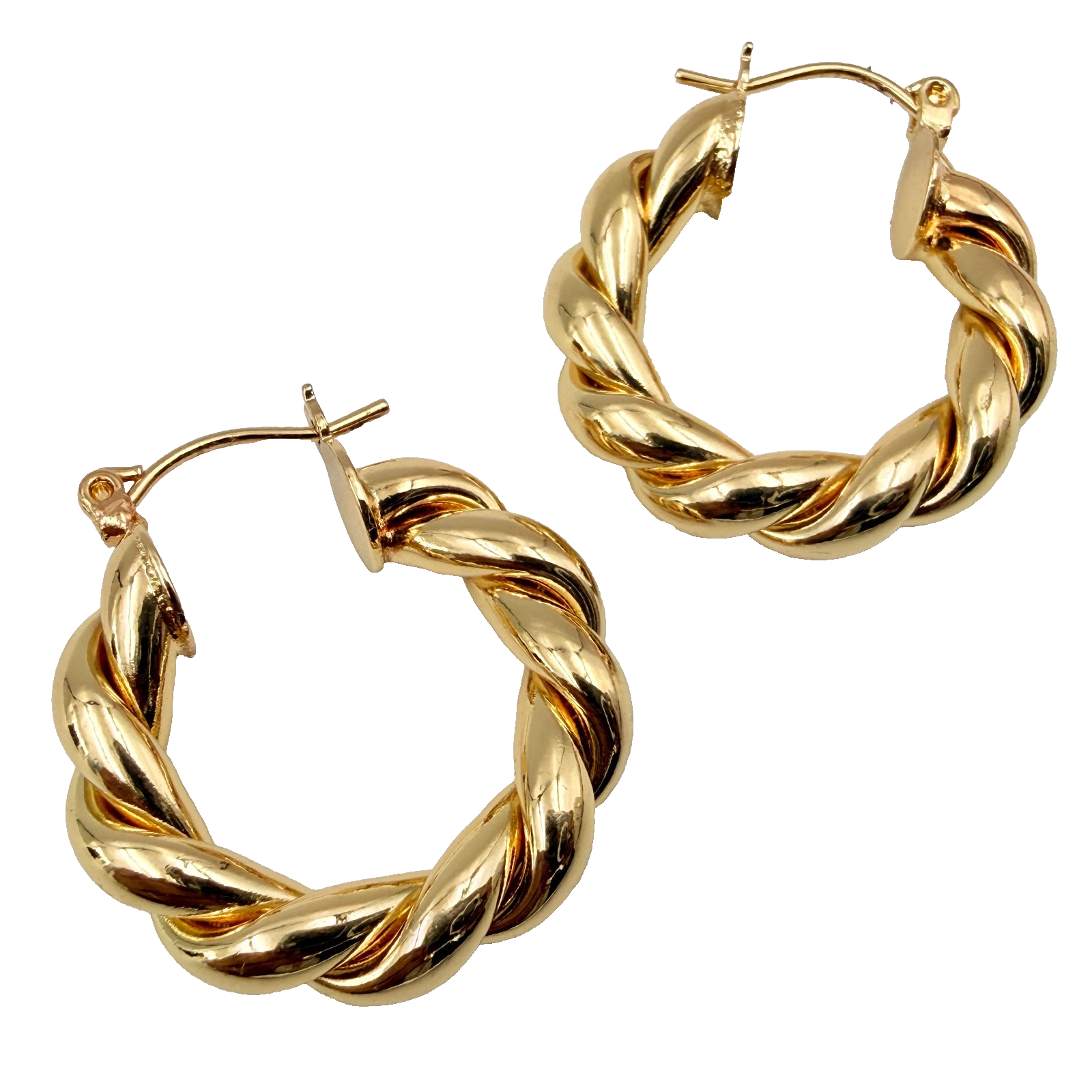 Sculptural Gold Plated Twisted Chunky Hoop Post Earrings
