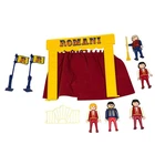 Vintage Playmobil Romani Circus Stage Curtain 4 Figures Flags Gate Lot Toy Set