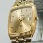 Vintage 1984 *NEAR MINT* OMEGA Seamaster Cal.1420 Quartz Gold Dial Date 30mm Men