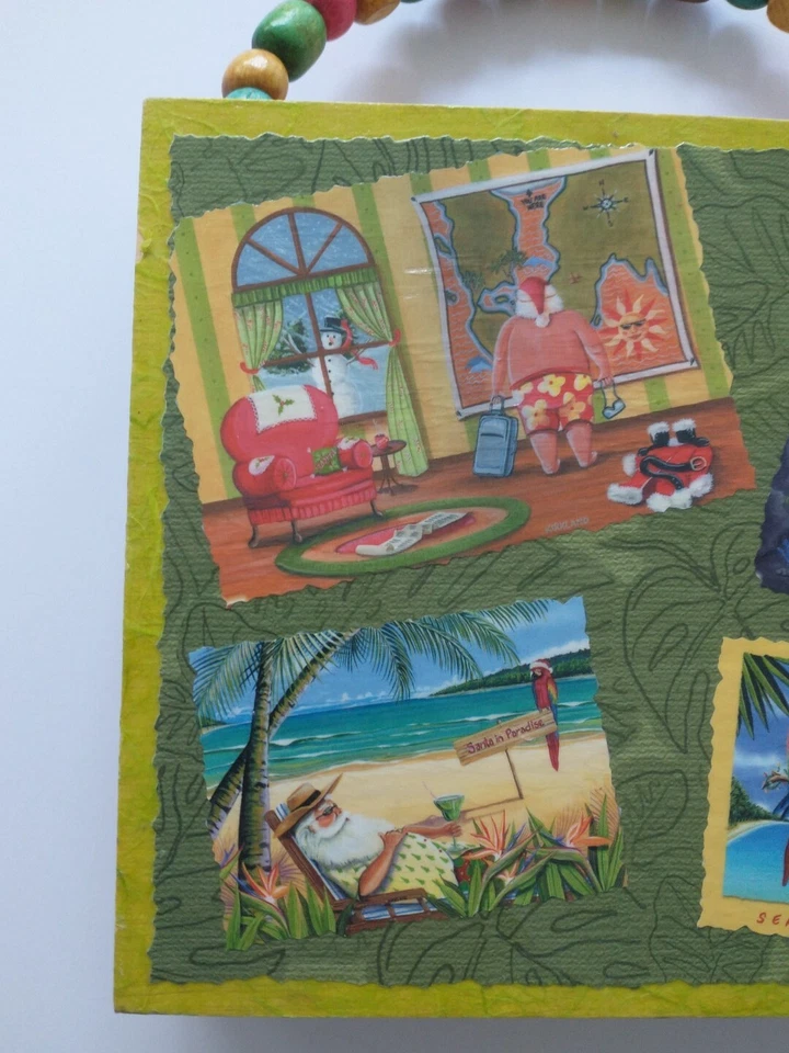 Antiga La Perla Habana Bolsa Caixa de Charuto Feita Sob Medida Natal Havaiano Contas de Papai Noel - Imagem 3 de 4