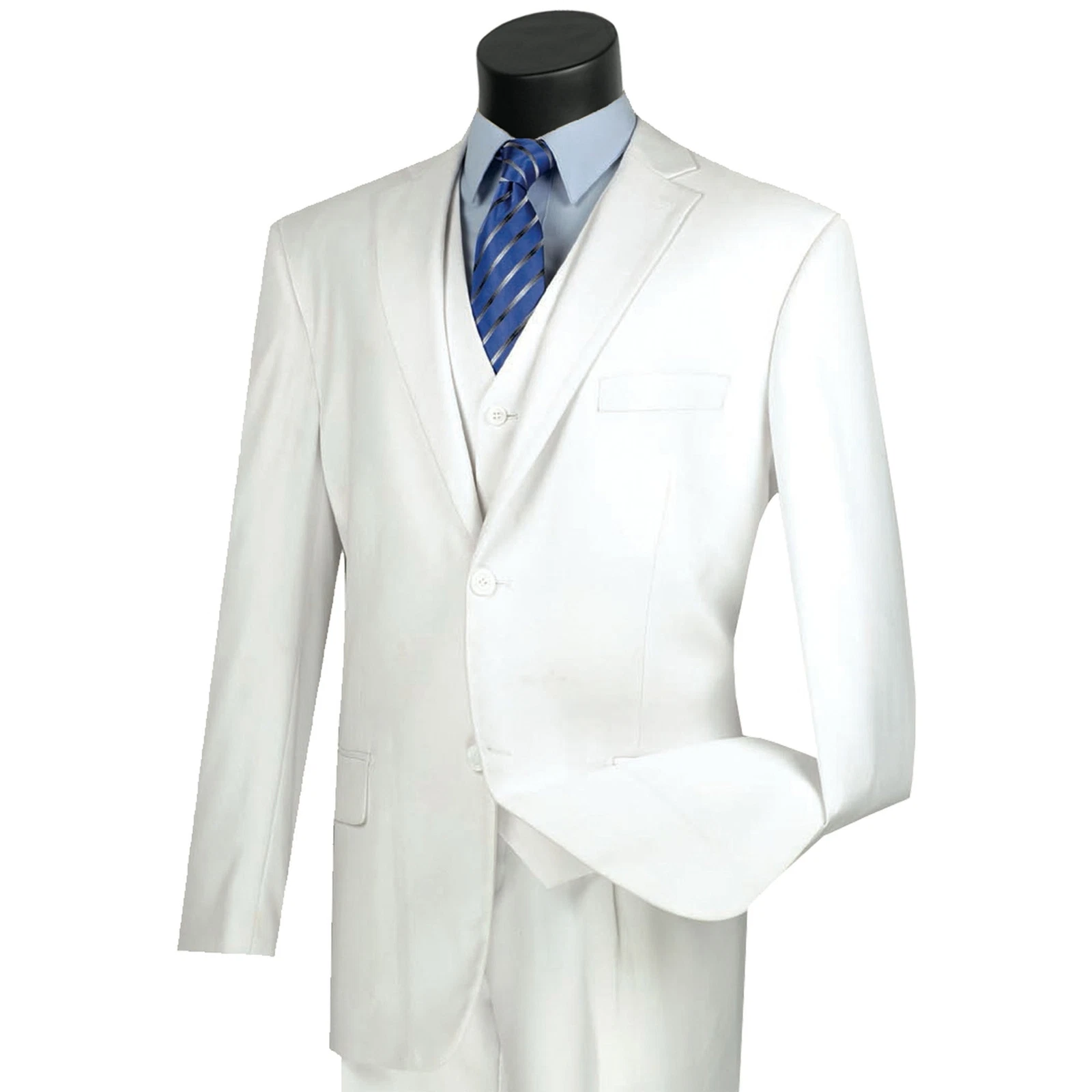VINCI Men's White 3 Piece 2 Button Classic Fit Suit - NEW