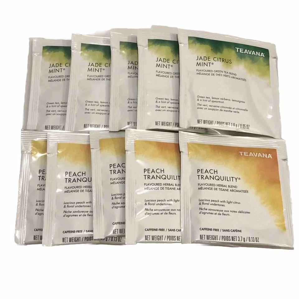 Starbucks Medicine Ball Teavana Peach Tranquility & Jade Citrus Mint 10 Sachets