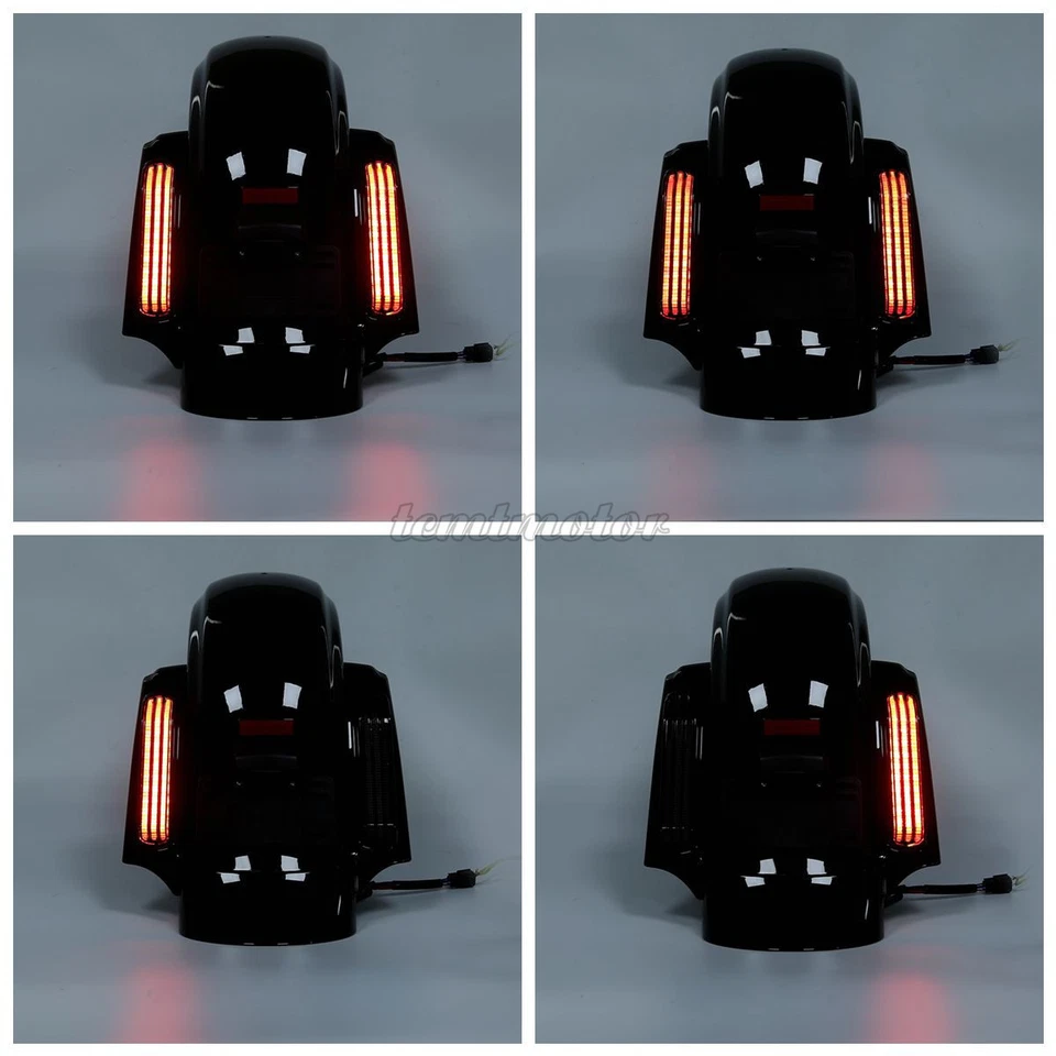 Sistema de guardabarros trasero LED apto para Harley Touring Road King Glide 14-Up estilo CVO Foto 2 de 4