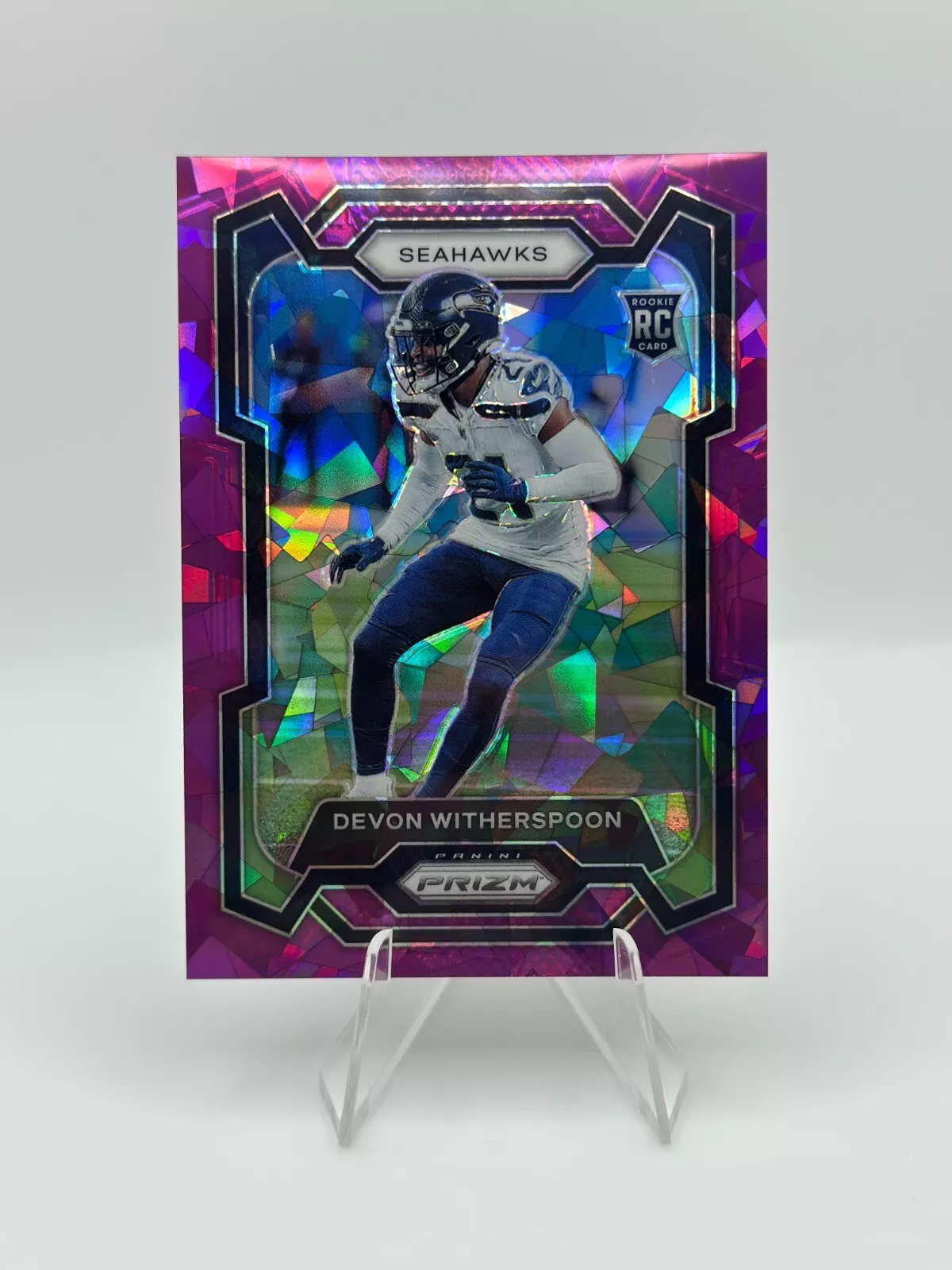 2023 Panini Prizm Devon Witherspoon Purple Ice Prizm RC 166/225 Seahawks #389