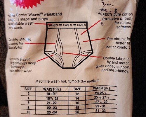 1987 Vintage Hanes 3 Pack Boys Briefs Size 8 Preshrunk White Slightly Imperfect - Picture 5 of 5