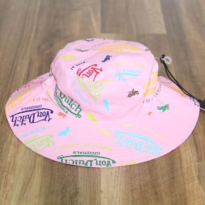 NWT VON DUTCH PINK ALL OVER LOGO PRINT BUCKET HAT - ONE SIZE Atlanta Logo All Over Trucker Cap by Von Dutch --> Shop Hats  main image 2