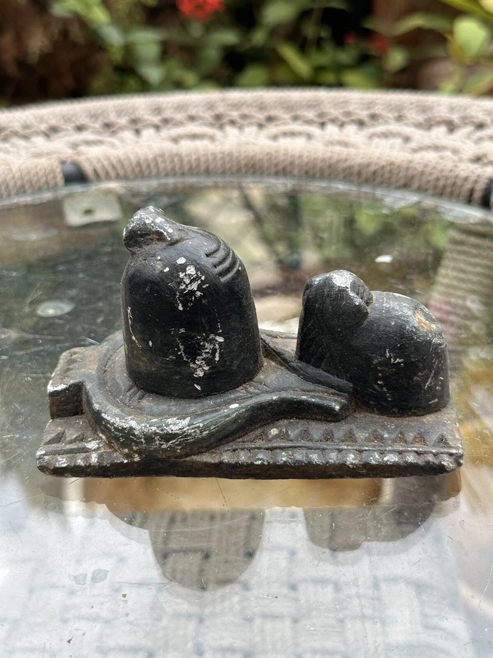 Antigua estatua escultura rara de piedra negra del dios hindú Shiva Lunga Nandi años 1700’s Foto 4 de 4