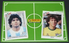 PANINI FOOTBALL 88 1988 MARADONA + ZICO COWS QUI RIT MEXICO 86 POSTCARDS