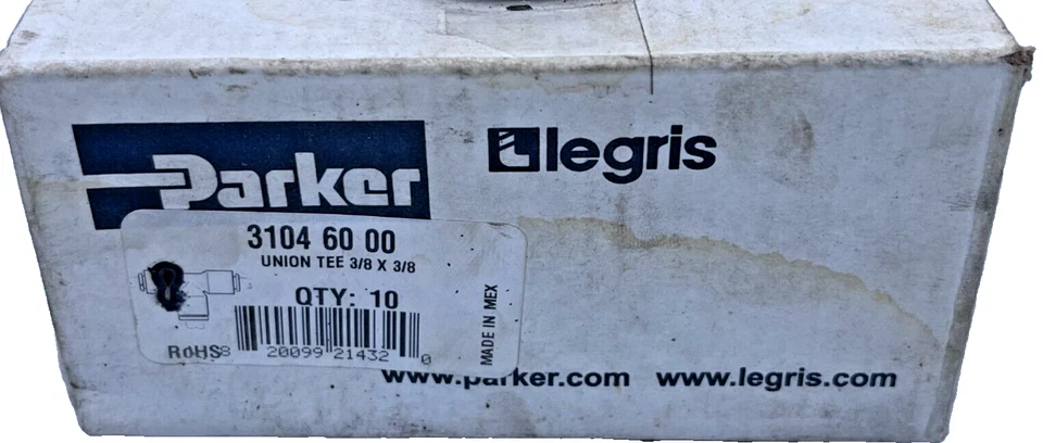 Box of 10 Parker Legris LF3000  3104 60 00 90° Union Tee  3/8" x 3/8" x 3/8" - Image 2 of 3