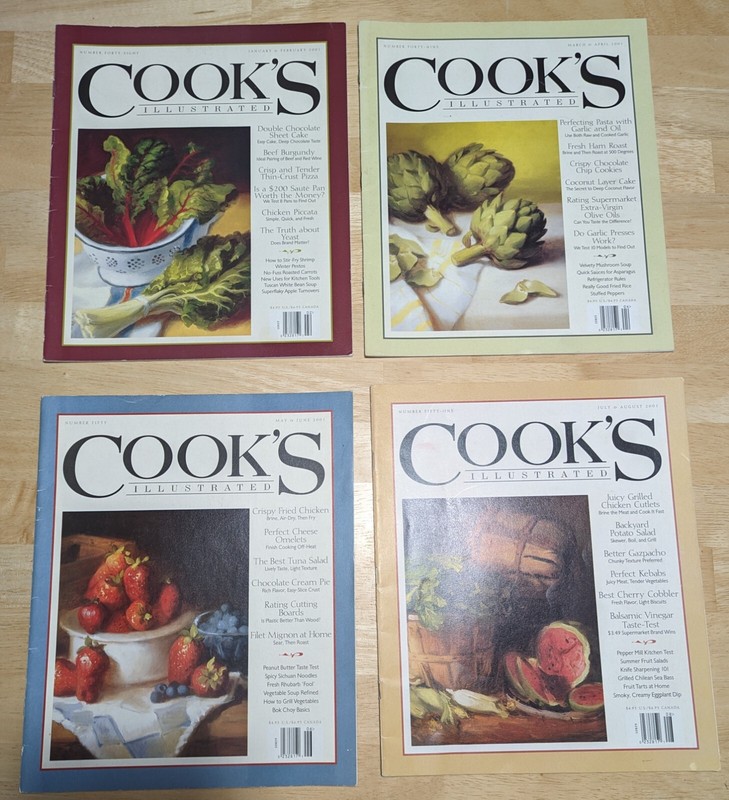Cook's Illustrated Magazine - *2001 JANUARY-AUGUST* - 4 Back Issues #48-51