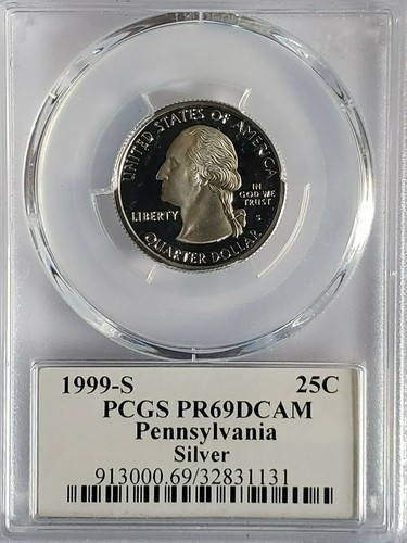 1999 S Pennsylvania Statehood Quarter Silver Proof PCGS PR69DCAM - Picture 2 of 4