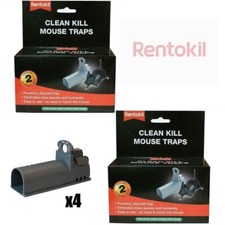 4 x Rentokil Clean Kill Mouse Traps, Kills Humanely, Poison-Free & Re-Useable