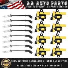 Set of 8 Ignition Coil & Spark Plug Wire Set For Chevy Silverado GMC 4.8L 5.3L