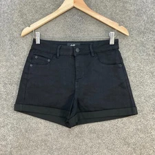 Dotti Denim Shorts Womens 10 Black Cotton Blend Mid Rise Zip 11907