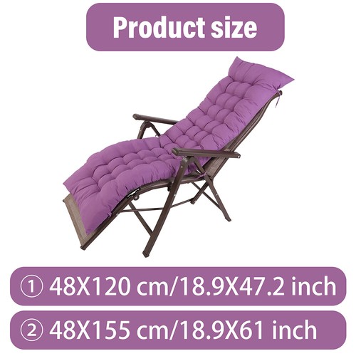 47" 61"Lounge Chair Cushion Soft Outdoor Rocking Seat Deck Chaise Pad W/ Ties - Picture 7 of 16