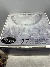 Punch bowl set Complete 27 piece 2002 Celebration Gibson with base and Ladle NOB