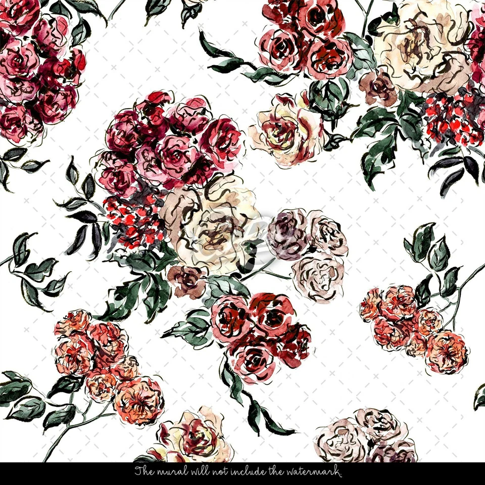 Ramo de acuarela boho papel pintado extraíble pintura a tinta floral retro vintage Foto 4 de 4