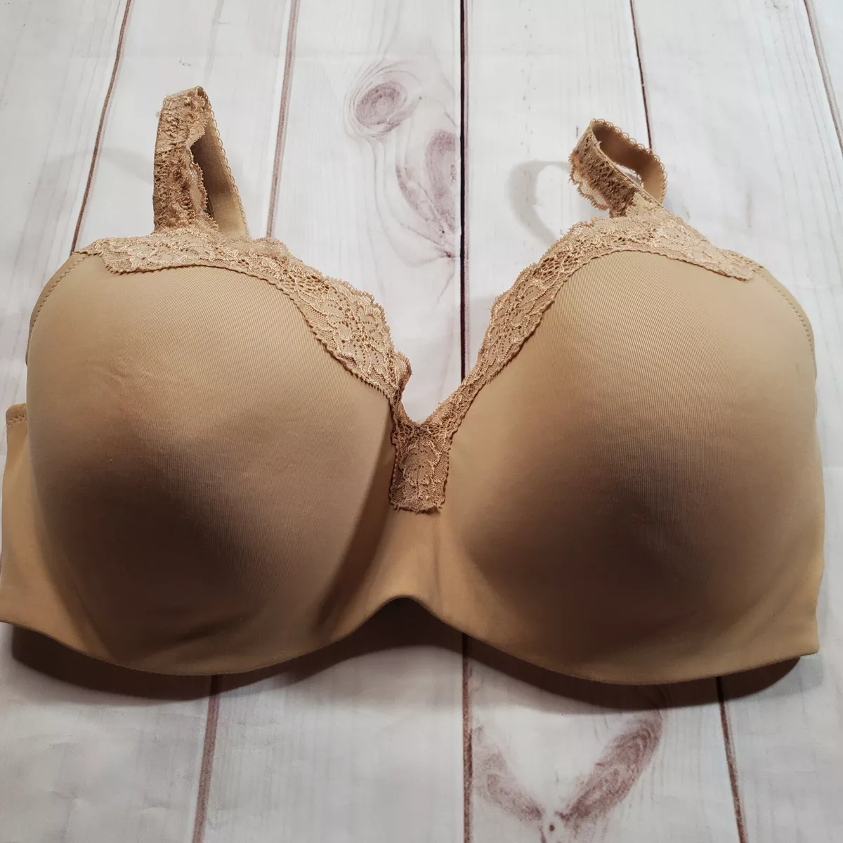 Le Mystere Bra 36E Womens Nude Lace Trim Full Coverage Hook and Eye  Underwire