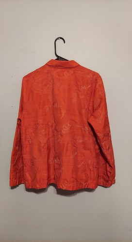 Whimsigoth Y2K Seidenhemd L orange Blumen Boho Fee Old Money Quiet Luxus - Bild 6 von 8