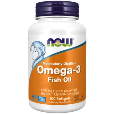 Now Foods, Omega-3, Molecularly Distilled, 100 Weichkapseln - Blitzversand - Bild 1 von 3