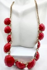 Charming Charlie Designer Signed Diamond Cut Red Beaded Necklace Jewelry Lot