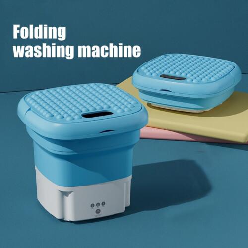 Mini Folding Washing Machine Portable For Clothes With Drain Basket Travel P2E9