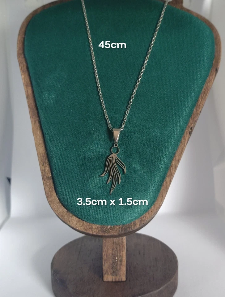 Feather Tassel Necklace Silver Stainless Steel Brilliant Ladies Jewellery NEW — 第 3/4 张图片