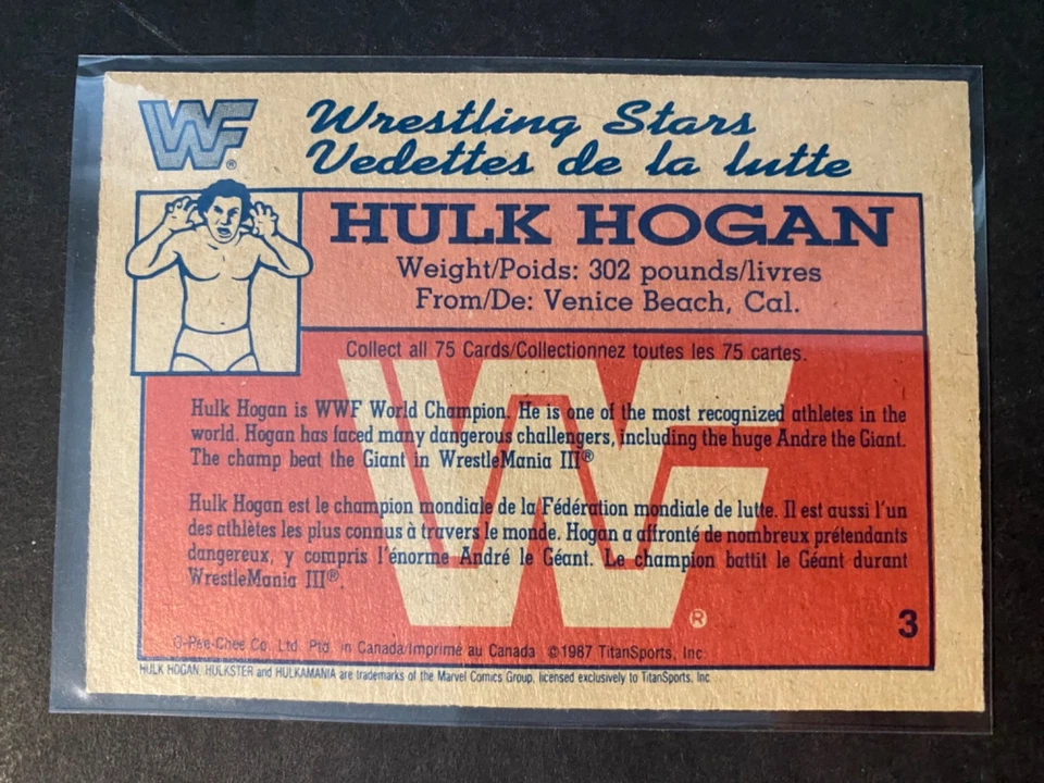 Hulk Hogan - 1987 O-Pee-Chee WWF Wrestling Card #3 - Image 2 of 2