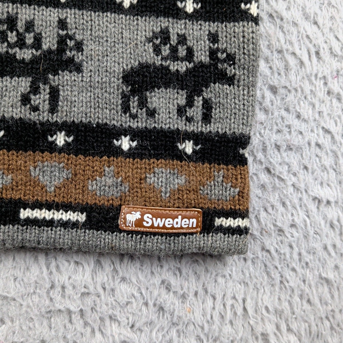 Ola Nesje Ab Hat Mens OSFA Adult Gray Brown Reindeer Souvenir Sweden Travel View 2