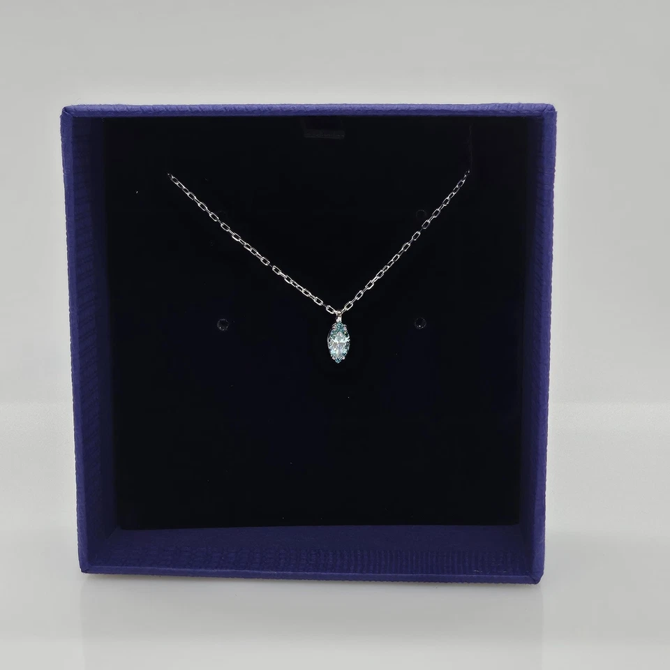 Swarovski Halskette Authentic Oval Kette Aqua Blue Türkis Rhodiniert 5523544 - Bild 2 von 4