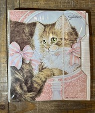 VTG Mead Sophisticats Trapper Keeper Binder Folder 1980  s 90  s Cats Pink Bow