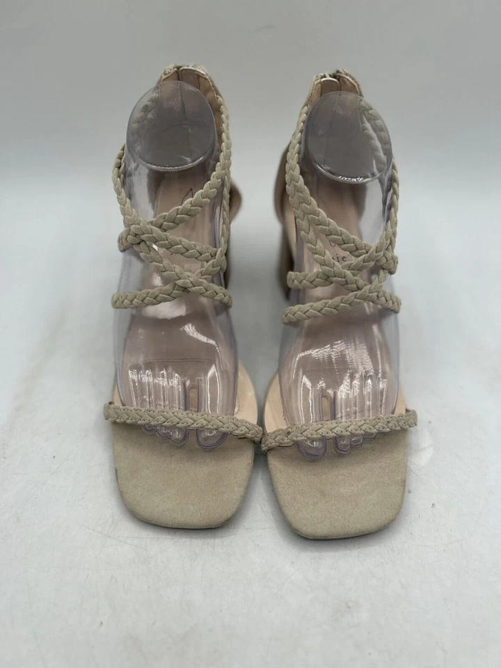 Sandalia para mujer JOIE Felina talla 8,5 beige imitación gamuza trenzada con tiras tacón cremallera Foto 2 de 4